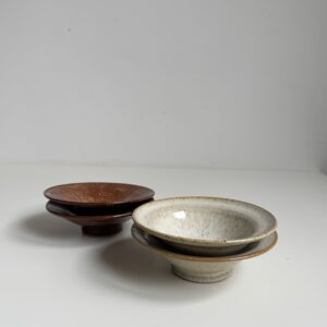 Handmade Ceramic White and Brown Midi Plate